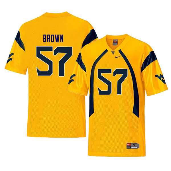 NCAA Men's Michael Brown West Virginia Mountaineers Yellow #57 Nike Stitched Football College Throwback Authentic Jersey MM23Q37RC